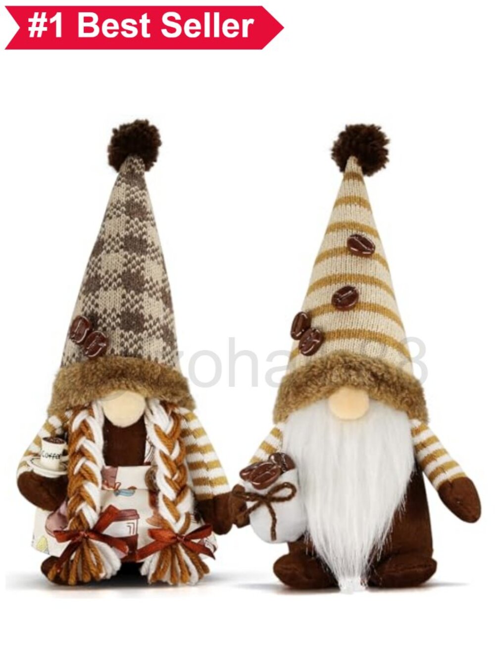🎄 Handmade Coffee Gnome Plush Figurine Coffee Bar Decor Tiered Tray Set